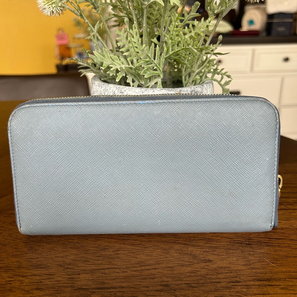 Prada Saffiano Leather Blue Bow Long Zippy Wallet - Picture 8 of 10